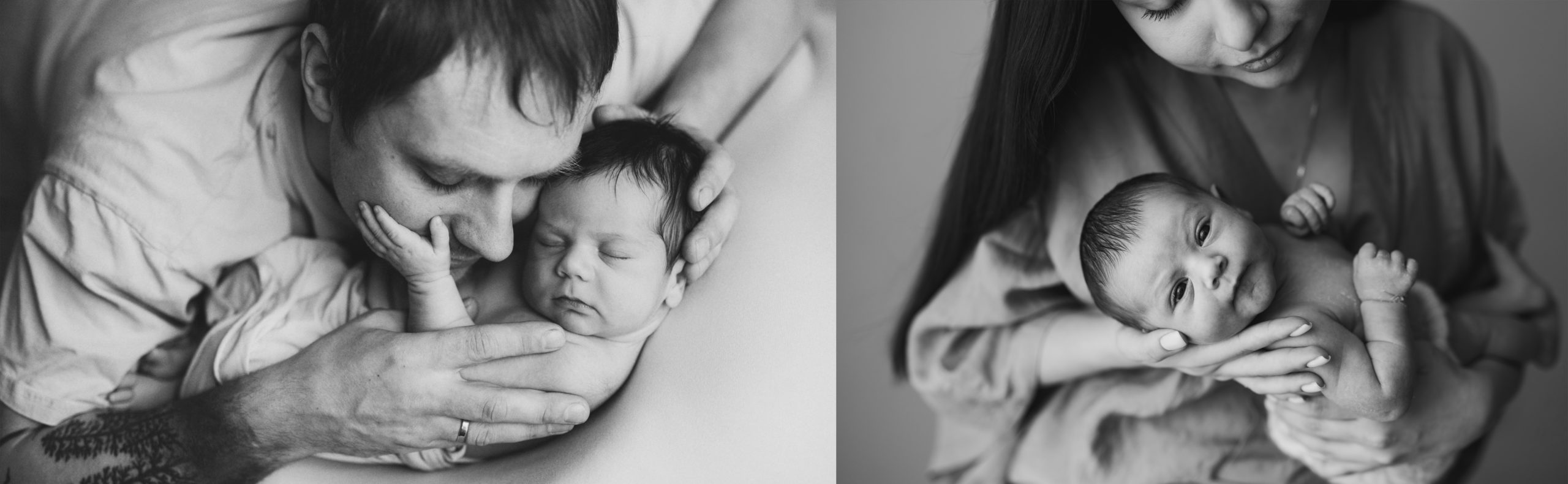 Лайфстайл-фотосессия новорождённого: родители держат малыша